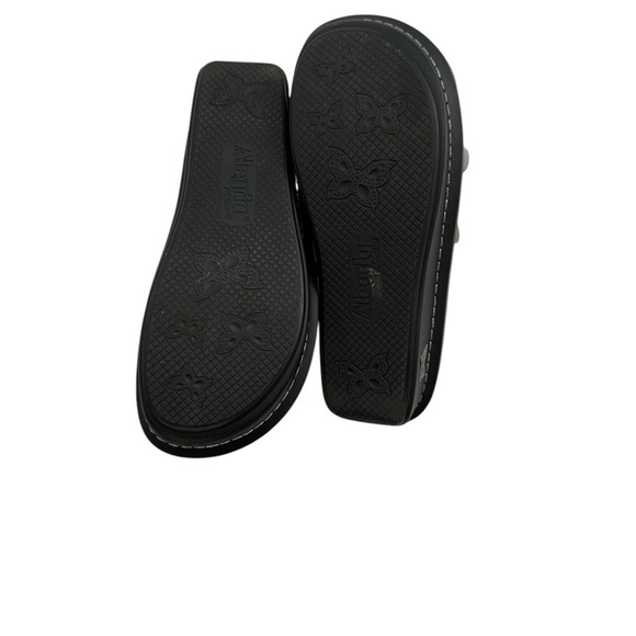 Alegria Lite Women Fio Slide Snake Skin Black Gray Leather Sandals Size 37 - Picture 6 of 11